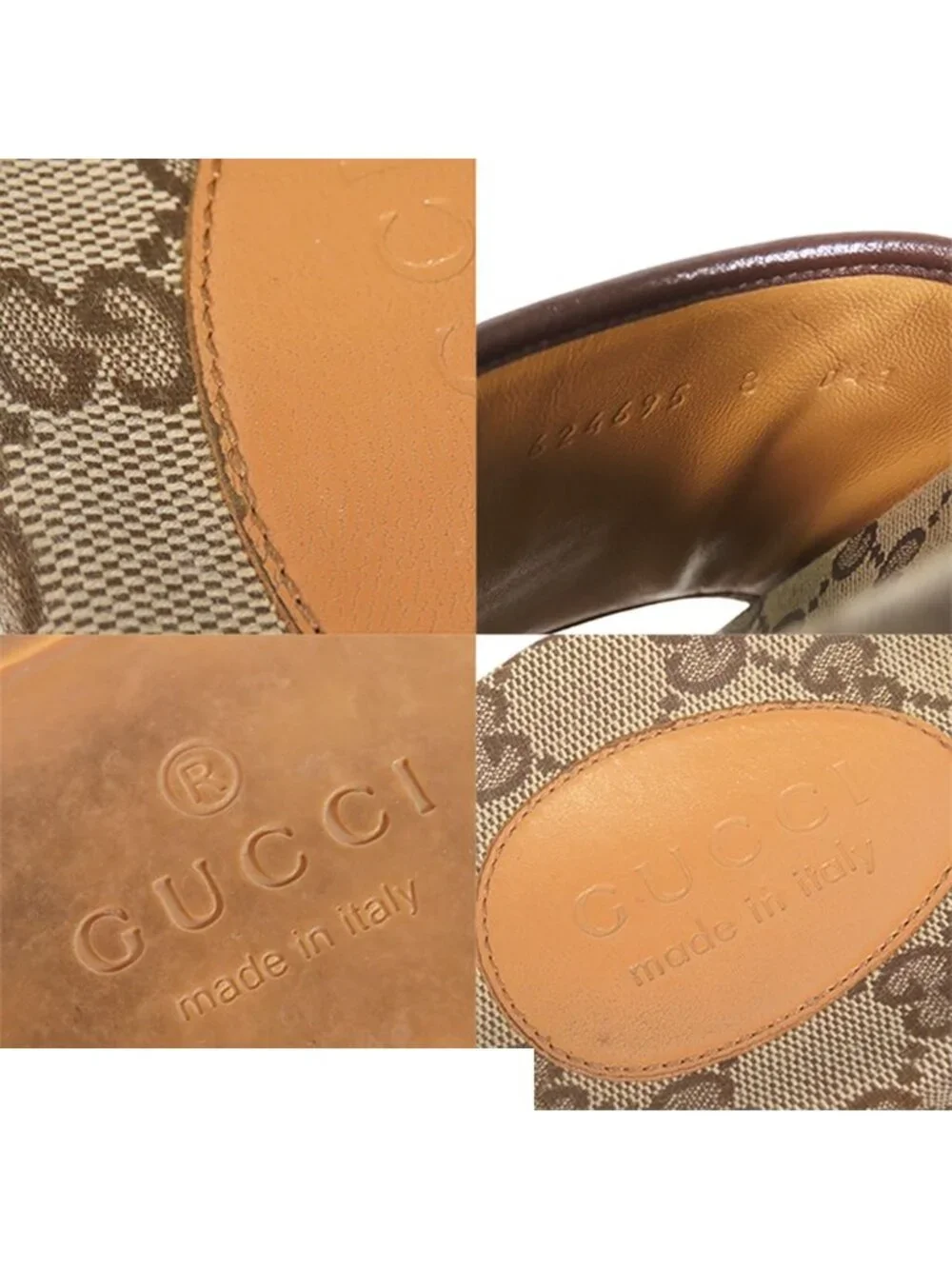 Gucci Sandals Beige GG Canvas Slide Shoes 8